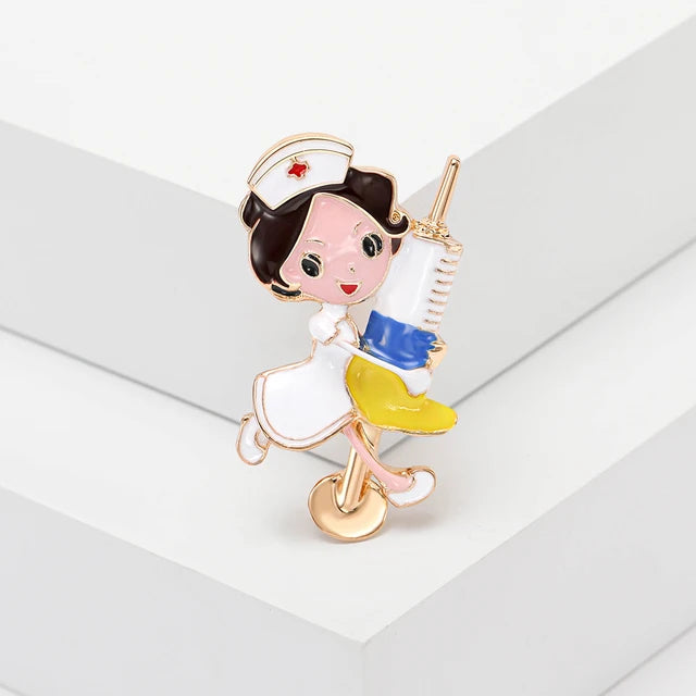 Enamel Nurse Brooches for Women