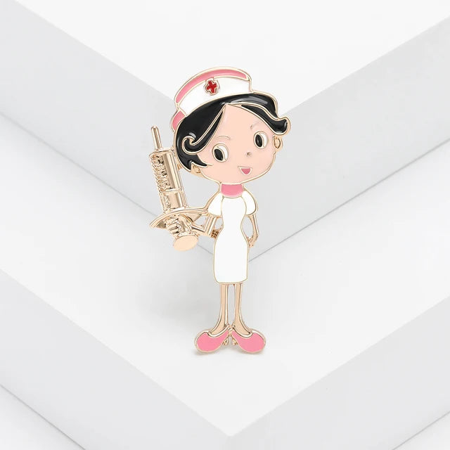 Enamel Nurse Brooches for Women