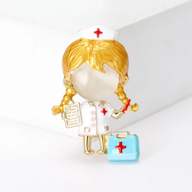 Enamel Nurse Brooches for Women