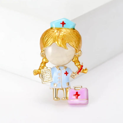 Enamel Nurse Brooches for Women