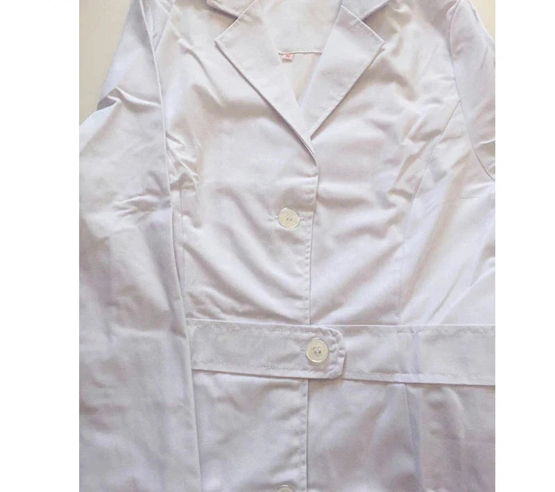 White scrub long-sleeve work Front belt jacket