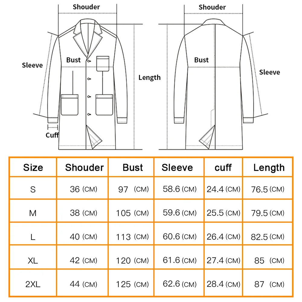 White scrub long-sleeve work Front belt jacket