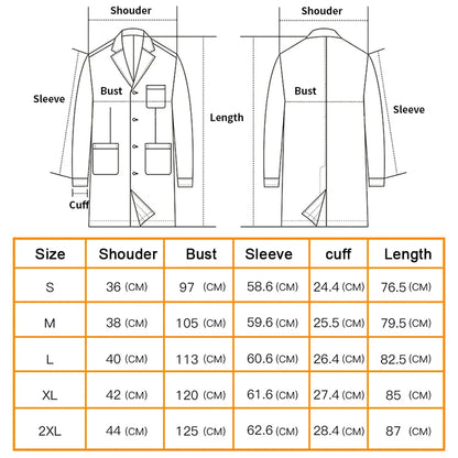 White scrub long-sleeve work Front belt jacket