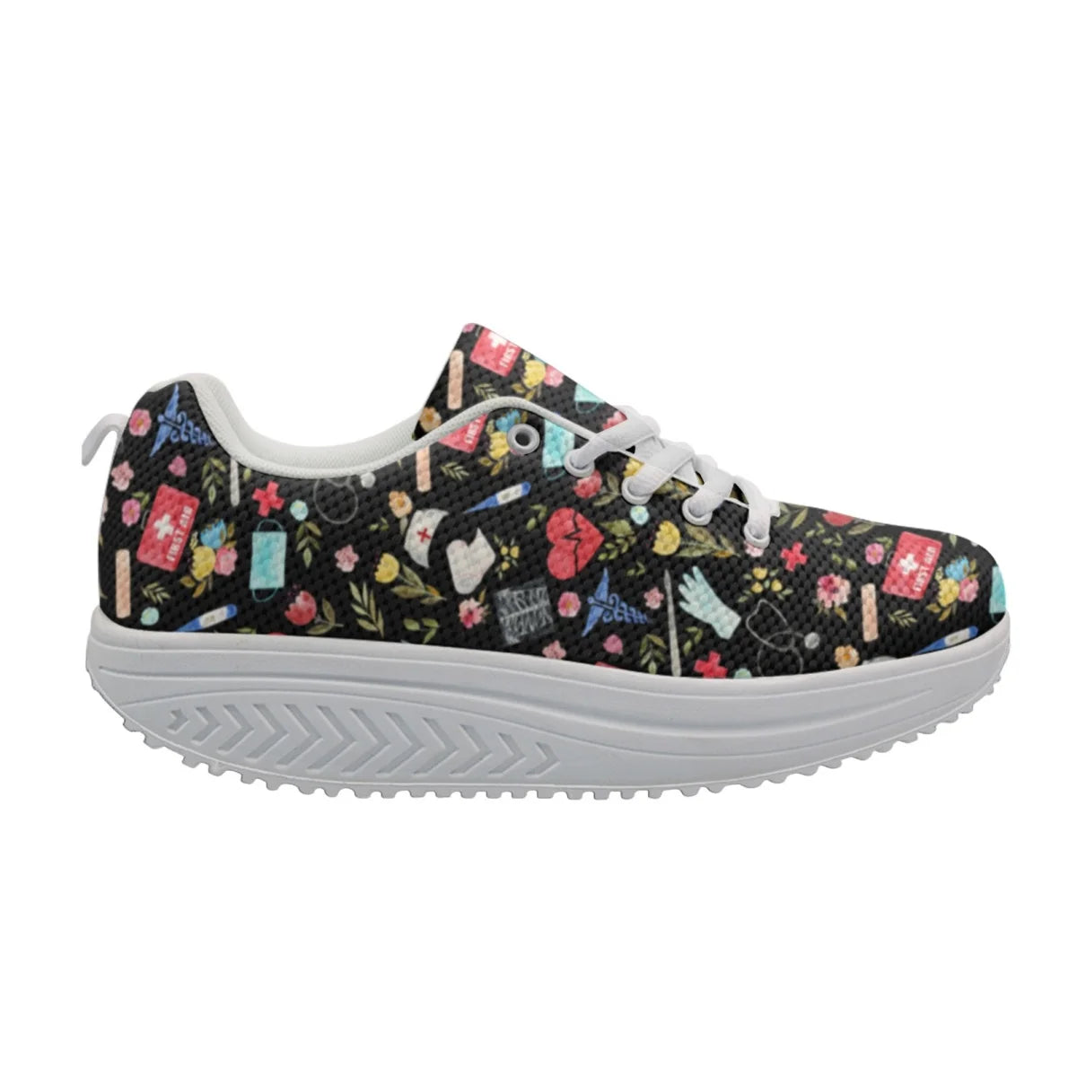 Hospital Nurses Pattern Sneakers Dirt Resistant Non-slip Shoes