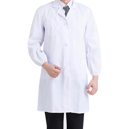 Unisex Short Sleeve Notched Laboratory Coat