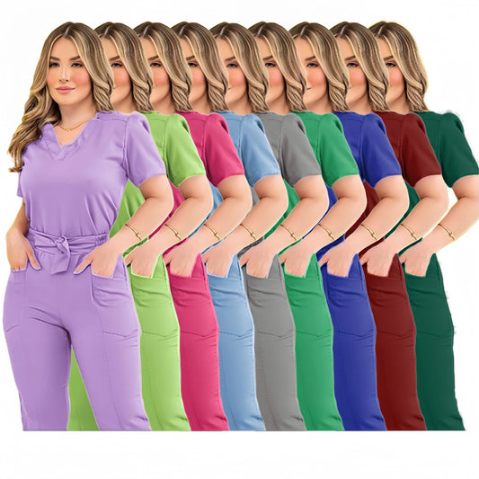 WorkWear Blouse Stretchy Scrubs Uniforms Sets for Nurse Doctor