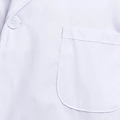 Unisex Long Sleeve Notched Lapel Collar Button Down Medical White Lab Coat