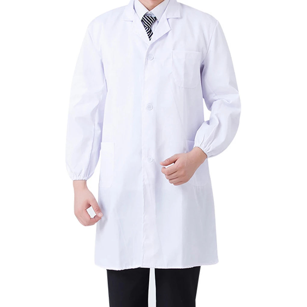 Unisex Short Sleeve Notched Laboratory Coat