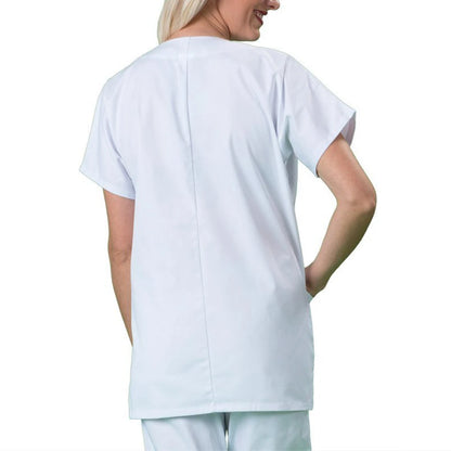 Collarless Short Sleeve Medical Dress Hospital Lab Coat