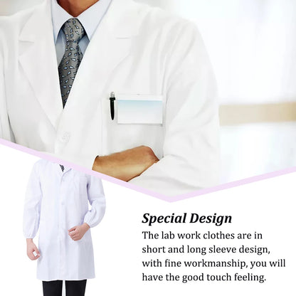 Unisex Short Sleeve Notched Laboratory Coat