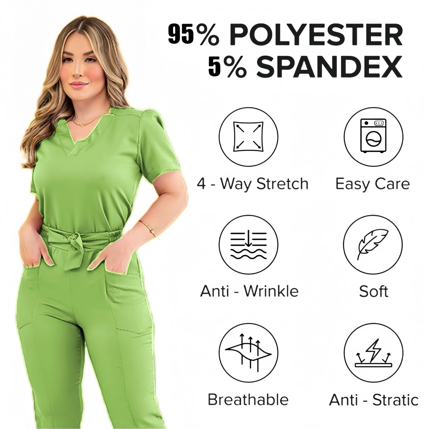 WorkWear Blouse Stretchy Scrubs Uniforms Sets for Nurse Doctor